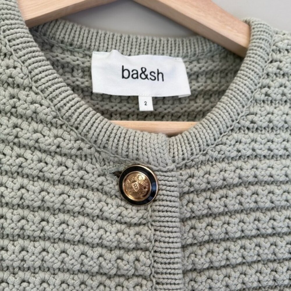 NEW Ba&sh Bash Gaspard Tweed Cardigan Jacket in Light Pastel Green | size M - Picture 9 of 11